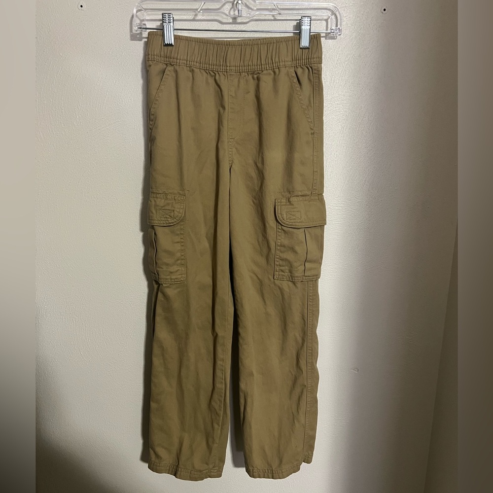 CHILDREN'S PLACE Classic Uniform Khaki Cargo Pants Elastic Waist Tan Boy's Sz 8